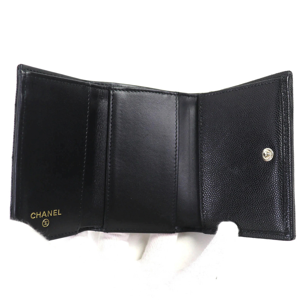 CHANEL Authentic Black Caviar Leather Logo Wallet - Picture 6 of 13